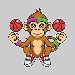 Monkey Mascot Logo, monkey character, monkey vector, monkey sticker illustration
