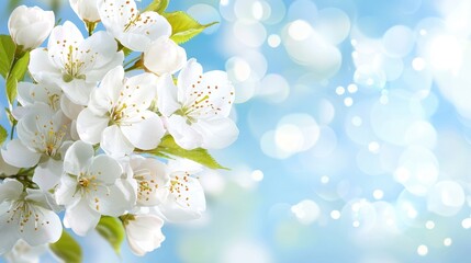 Fototapeta premium A bunch of white flowers on a tree branch