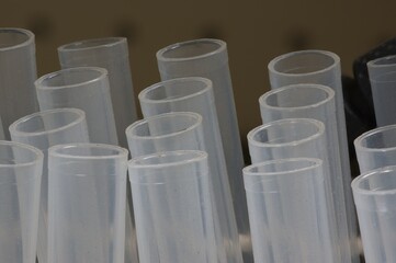 Plastic sample tubes in a dirty lab