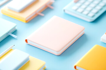 Fototapeta premium Creative planning essentials organizing your ideas with colorful notebooks and tools home office setting inspiring productivity for every planner