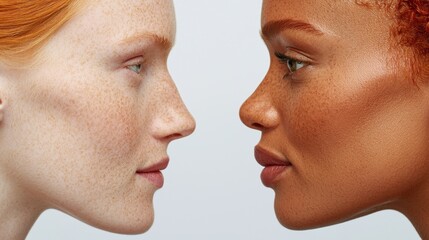 Obraz premium A woman's face before and after acne treatment