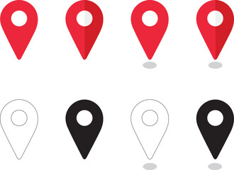 Fototapeta premium Set of location gps pins. illustration