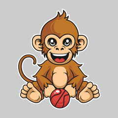 Monkey Mascot Logo, monkey character, monkey vector, monkey sticker illustration