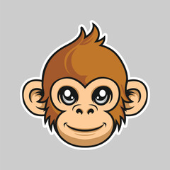 Monkey Mascot Logo, monkey character, monkey vector, monkey sticker illustration