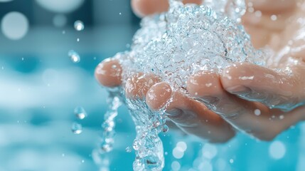  A person's hands with water splashing out of them