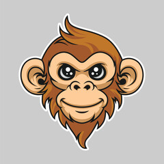 Monkey Mascot Logo, monkey character, monkey vector, monkey sticker illustration