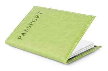 Passport in bright cover isolated on white