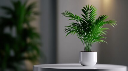 Obraz premium Elegant Potted Parlor Palm Plant in Modern Interior Setting