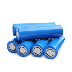Many AA cell batteries isolated on white