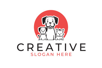 dog and cat pet care logo