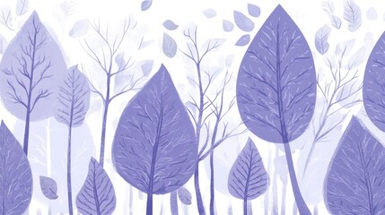Obraz premium Serene Purple Forest Scene: A Delicate and Whimsical Illustration of Winter Trees and Leaves in a Soft Purple Color Palette. Perfect for Nature Lovers and Art Enthusiasts.