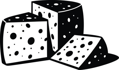 Cheese Slice Icon on Checkerboard Transparent Background