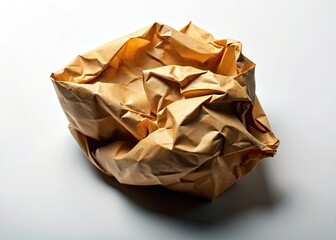 Minimalist product shot: brown paper bag on white, rule of thirds composition.