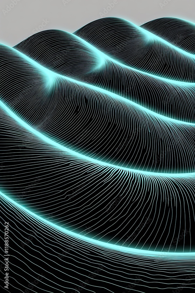 Aufkleber abstract wavy lines with a glowing effect for tech or business presentations and designs
