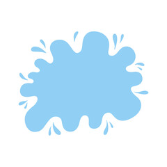 A large organic irregular abstract spot with splashes is hand-drawn, isolated on a white background, vector. The shape of the spilled liquid. A design element with text, labels, decorations, flat 