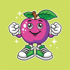 Vector apple character, apple mascot, apple illustration, apple sticker