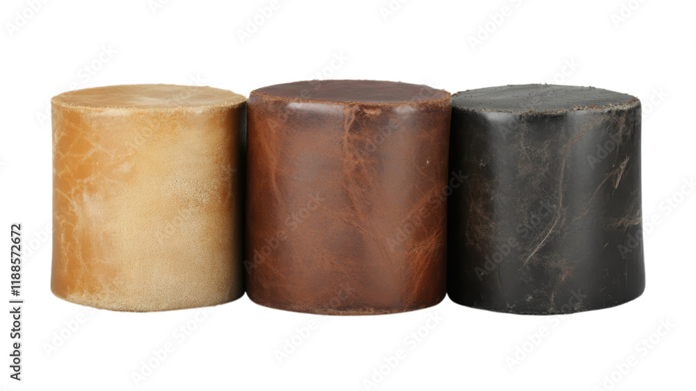 Poster three cylindrical blocks of varying colors displayed against a transparent background.