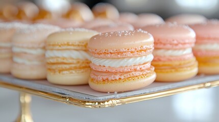 Fototapeta premium A tray of macarons sitting on top of a table
