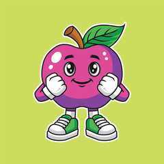 Vector apple character, apple mascot, apple illustration, apple sticker