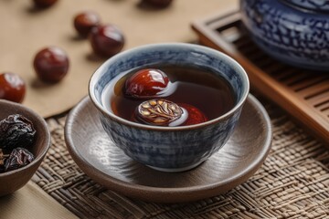 Traditional Korean Ssanghwa tea and dried dates