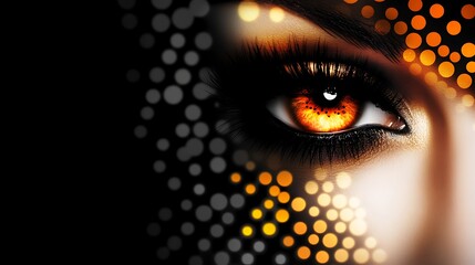 Closeup Woman's Eye, Fire, Abstract Background, Art, Graphic Design, Stock