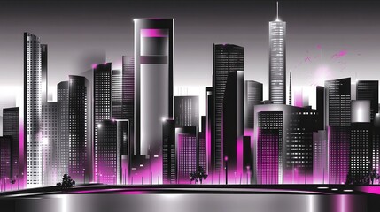 Majestic Metropolis at Night: A Stunning Cityscape Design
