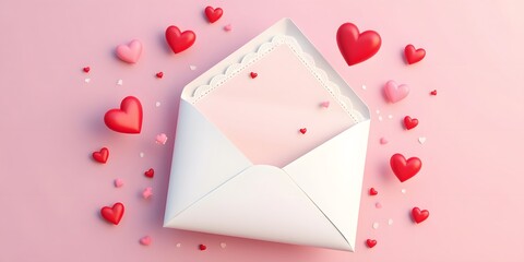 A heartfelt message awaits!  Open this delicate envelope filled with love, and let the pink and red hearts shower you with Valentine's Day cheer.  A sweet surprise inside!