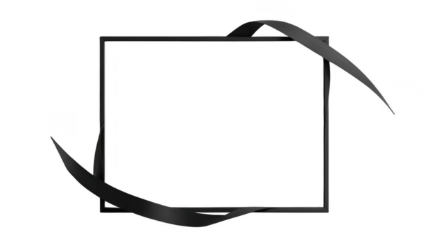 A minimalist black ribbon border with sharp angles and sleek lines,