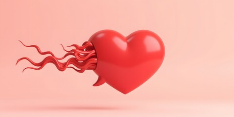 A vibrant red heart, pulsating with life, unleashes a torrent of swirling tendrils, symbolizing passion, energy, and the boundless nature of love.  A captivating visual!