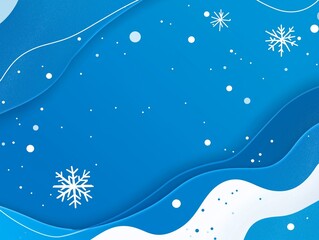 
Abstract background with simple geometric shapes and snowflakes in blue color, in a flat design style.