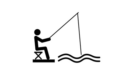 fishing sign , black isolated silhouette