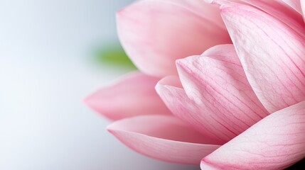 A close up of a pink lotus flower on a white background