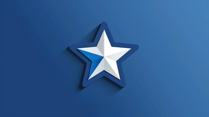 Obraz premium Simple white star with blue outline on a blue background.