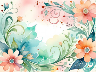 Watercolor floral design background