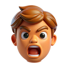 Expressive Cartoon Face with Open Mouth and Angry Emotion
