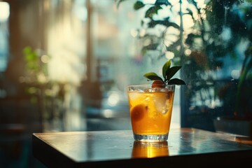 Yuja tea a cheerful blend of ice citron and honey appears hazy