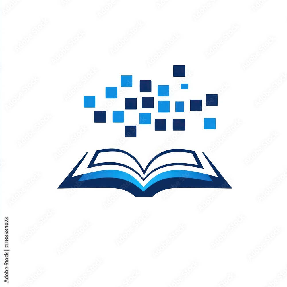 Poster digital data flowing into an open book