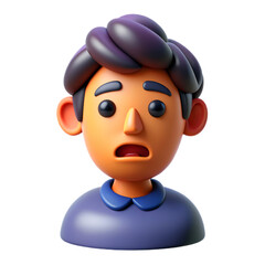 Illustrative 3D Character with Surprised Expression and Casual Attire