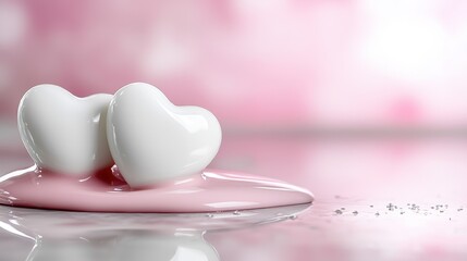 A couple of white teeth sitting on top of a pink surface