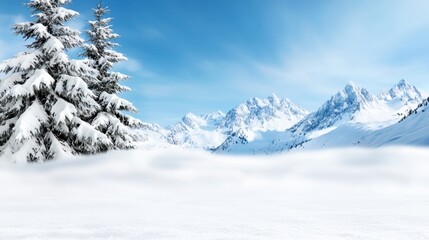 A snow covered mountain range with trees in the foreground