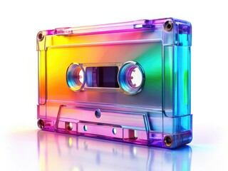 Tilt-shift photo of a blank vintage cassette tape box back, perfect retro packaging template.