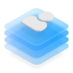 Isometric Layer Business Widget App Glassmorphism UI Icon Sign 3D and Symbol Design Illustrator Png Svg
