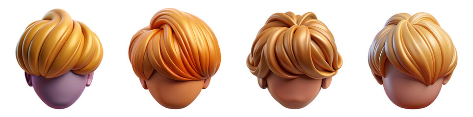 3d Illustration, Boy's Hairstyle, PNG set

