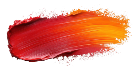 red and orange brush strokes isolated on white background