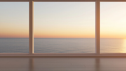 Fototapeta premium Golden Sunset Over Ocean View from Luxury Cruise Ship