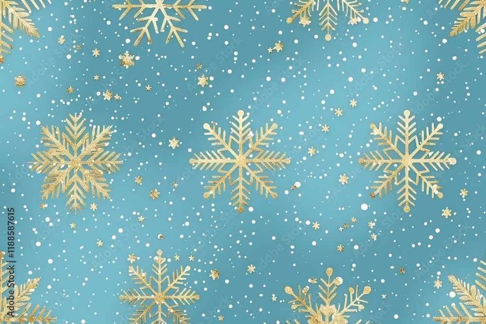Fototapete golden snowflakes are shown in close-up on a sky blue background that is studio-clean, with enough o