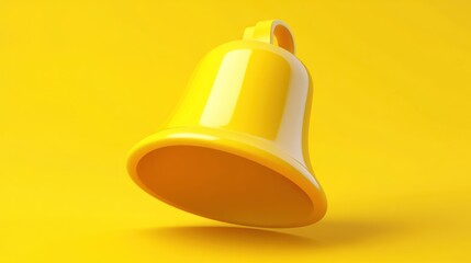 A shiny yellow bell on a yellow background.