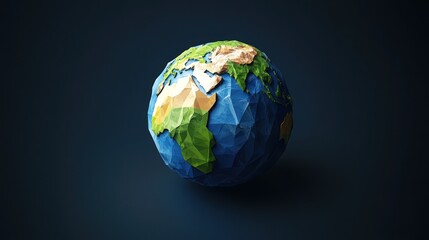 Fototapeta premium Low-polygonal Earth globe model on dark background.