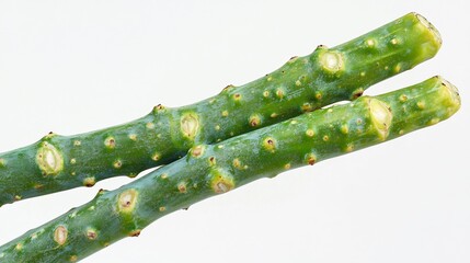 Close-up of Two Green Plant Stems with Knots