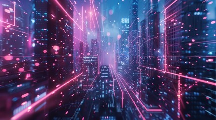 Fototapeta premium Cyberpunk Cityscape Wallpaper